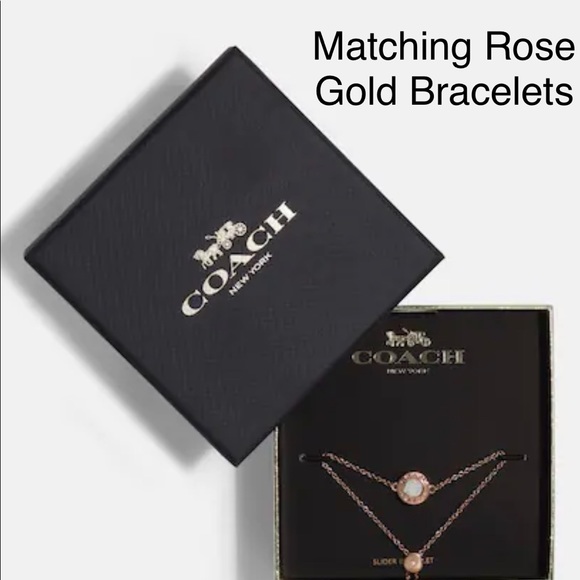 SOLD! SHOW GIVEAWAY! Coach Signature Pave Bar Stud Rose Gold Earrings - Picture 5 of 5